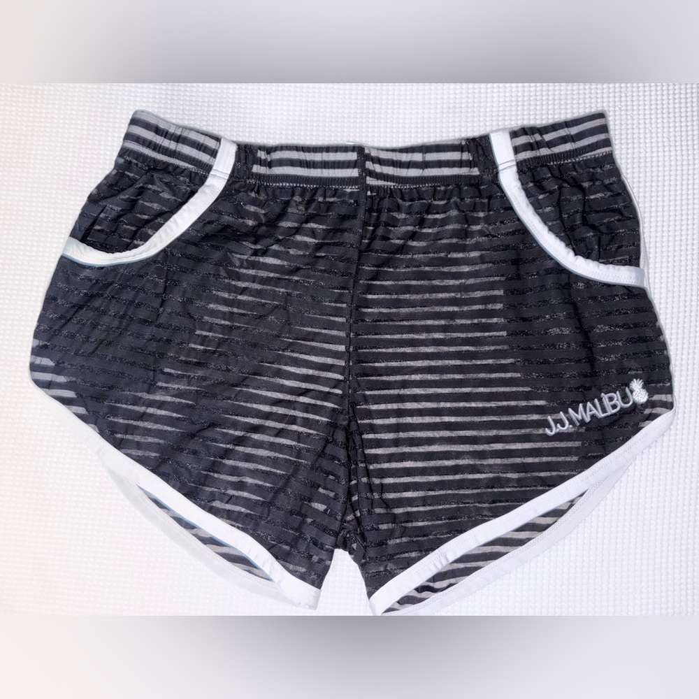 JJ Malibu Men's Black Striped Sheer Shorts